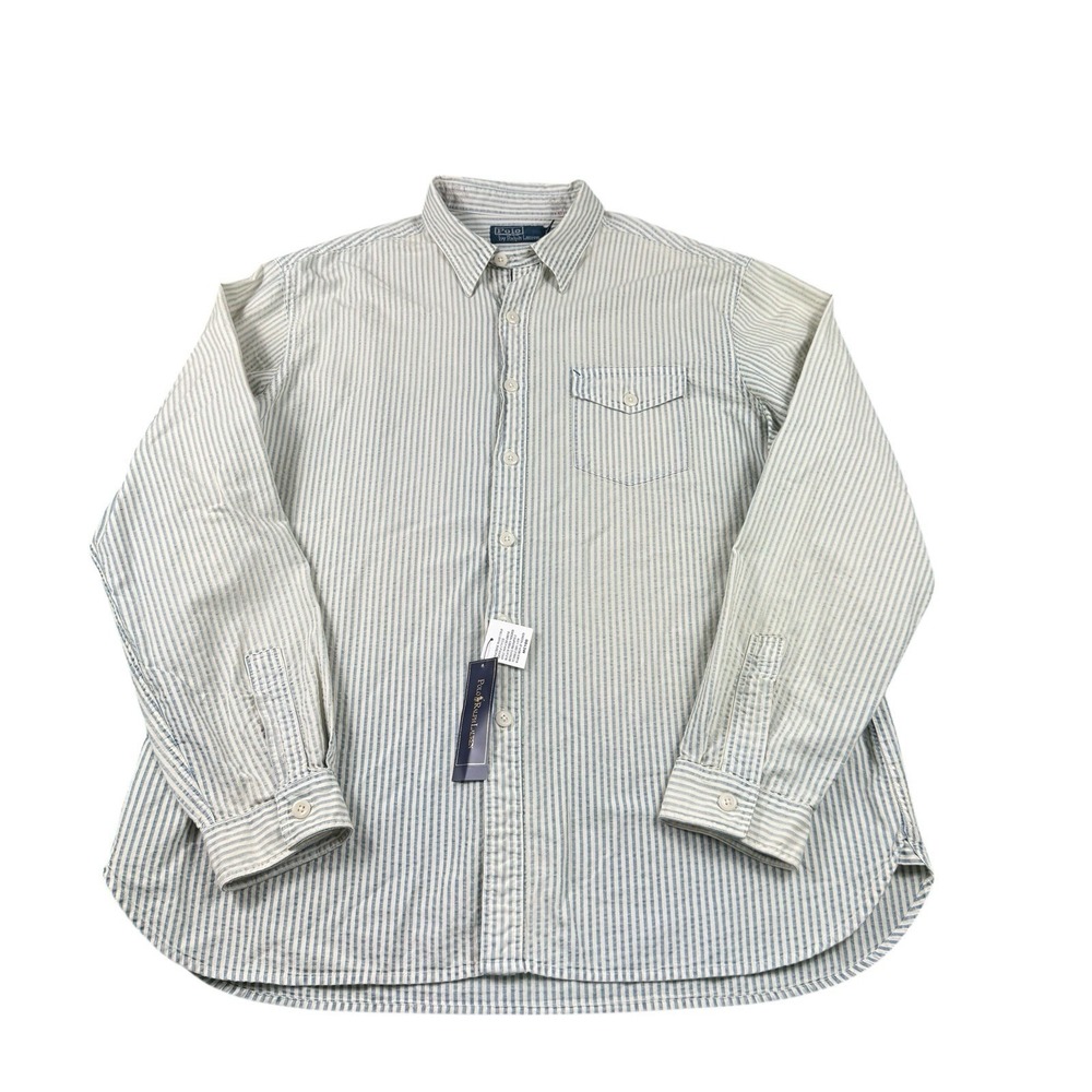 Polo Ralph Lauren Vtg RL67 Striped Loop Collar Mens Button Front Shirt XL NWT